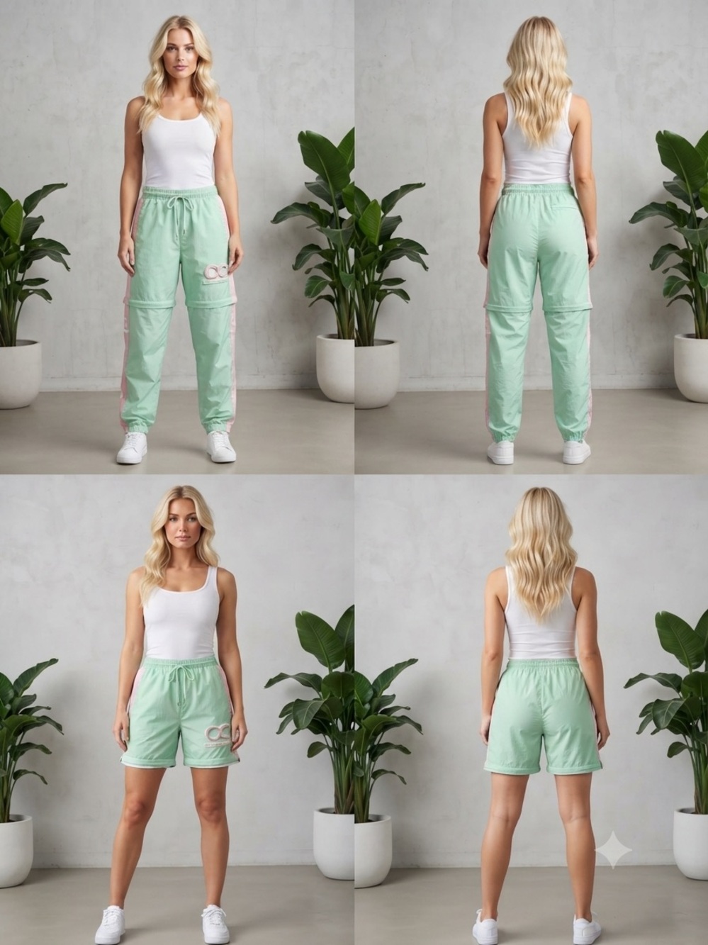 Women’s Small Windbreaker Jogger Pants. Can Change To Shorts A5-045